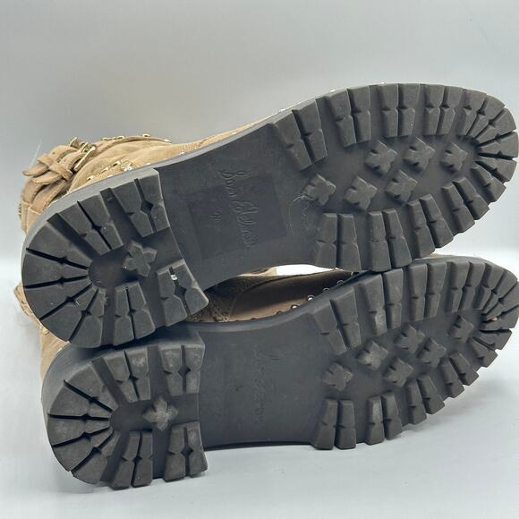 SAM EDELMAN Jennifer Studded Combat Boots Suede Tan Brown - Picture 6 of 9